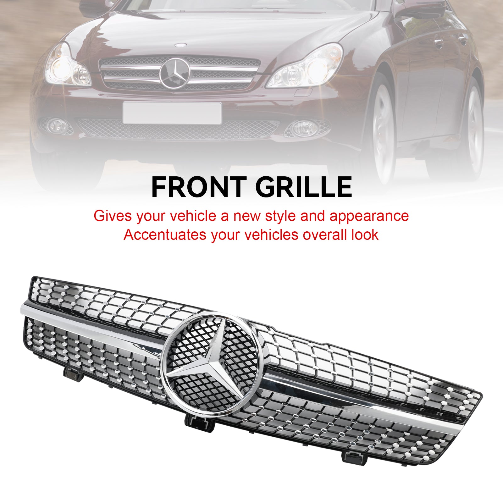 Grille de pare-chocs avant en diamant pour Mercedes Benz Classe CLS W219 C219 CLS350/500/550/CLS63 AMG 2008-2010