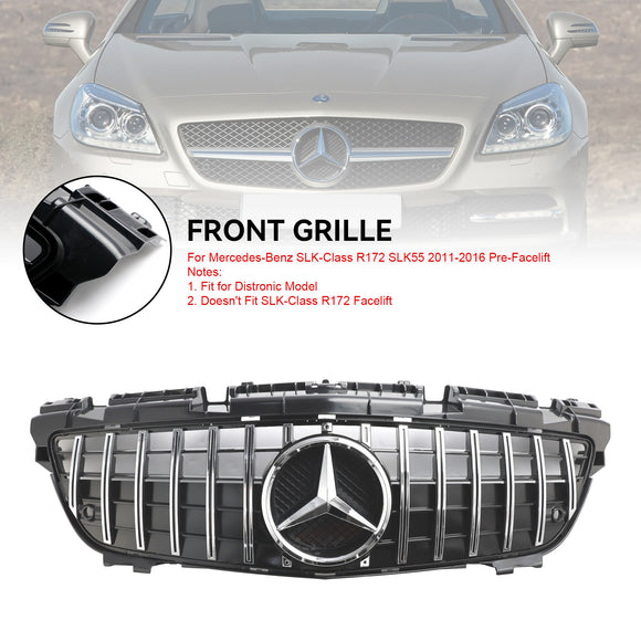 2011-2016 Mercedes Benz SLK-Class R172 GT Style Grille Front Bumper Chrome Replacement Grill