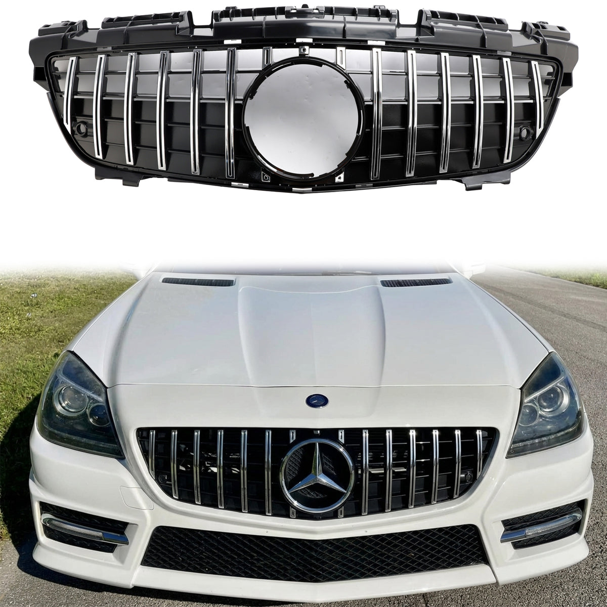 2011-2016 Mercedes Benz SLK-Class R172 GT Style Grille Front Bumper Ch ...