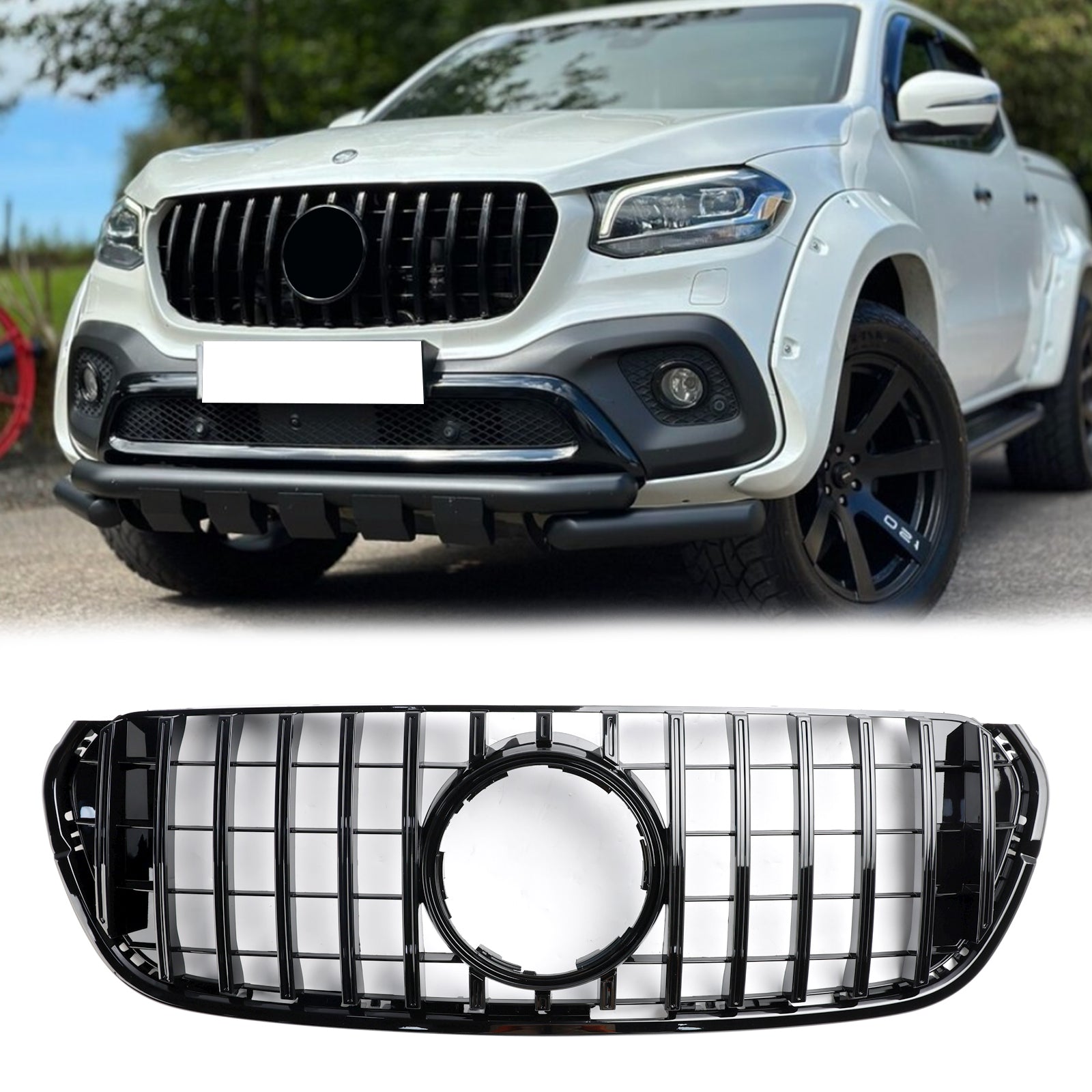 Mercedes Benz X-Class X470 W470 X220d X250d X350d 2017-2020 Front Bumper Grill Black AMG Style Grille