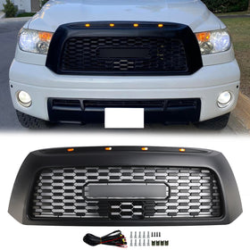 Toyota Tundra 2006-2009 TRD PRO Style Honeycomb Front Bumper Grill Black Grille W/ LED + TOYOTA Letter
