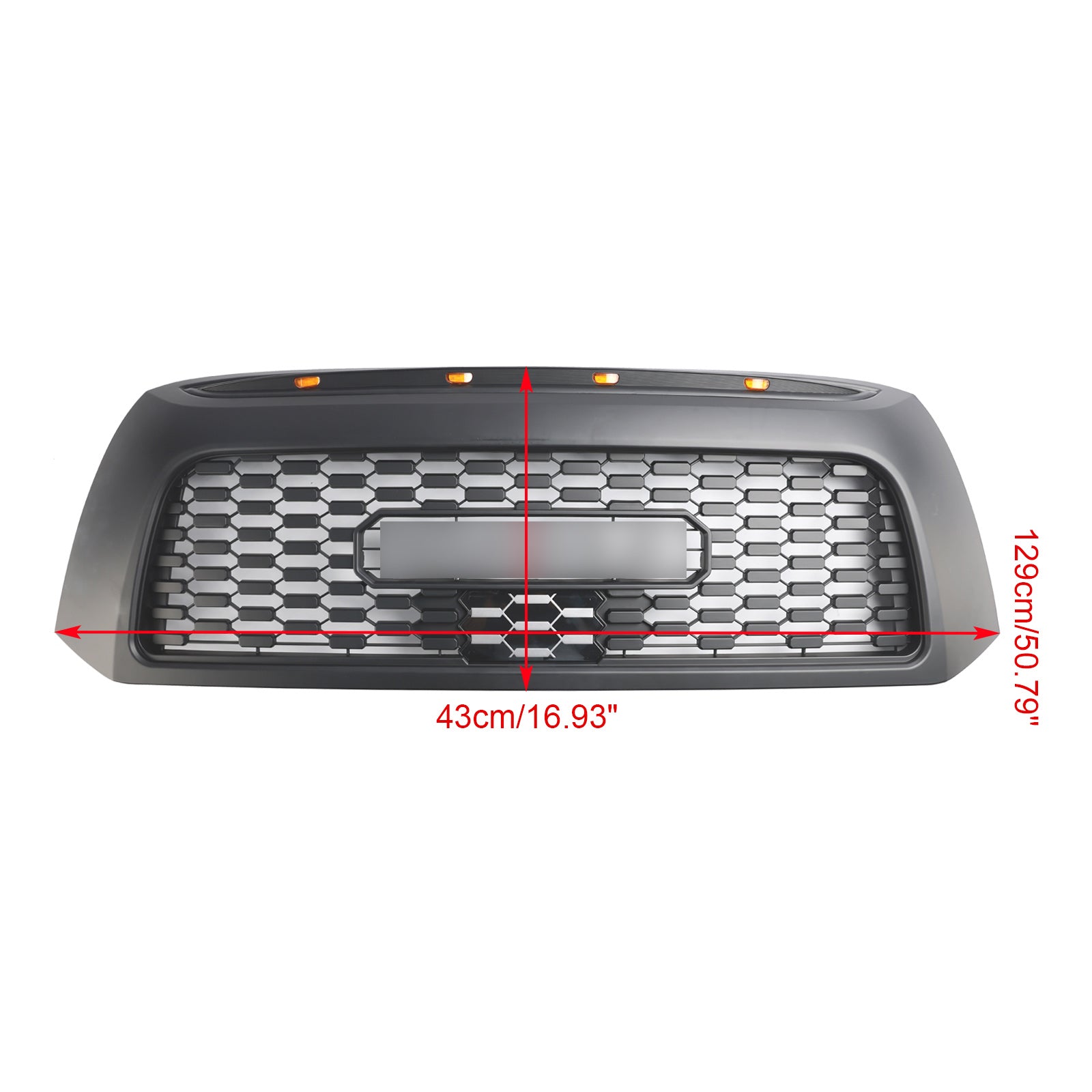2006-2009 Toyota Tundra TRD PRO Grill Matte Black Replacement Front Grille With LED Light & Letter - 0