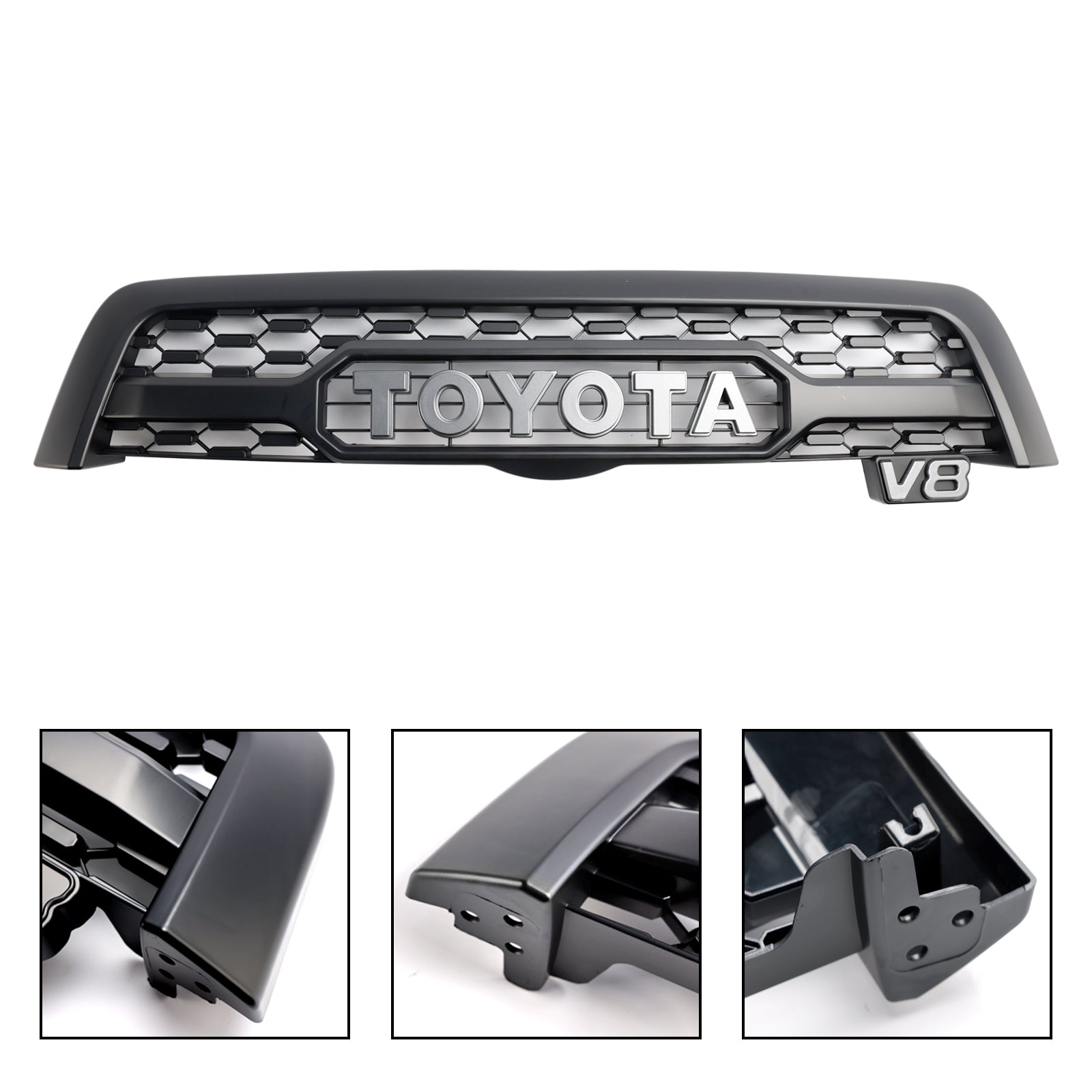 Grille de pare-chocs avant de style Toyota Sequoia TRO PRO 2005-2007, calandre noire mate avec éclairage LED