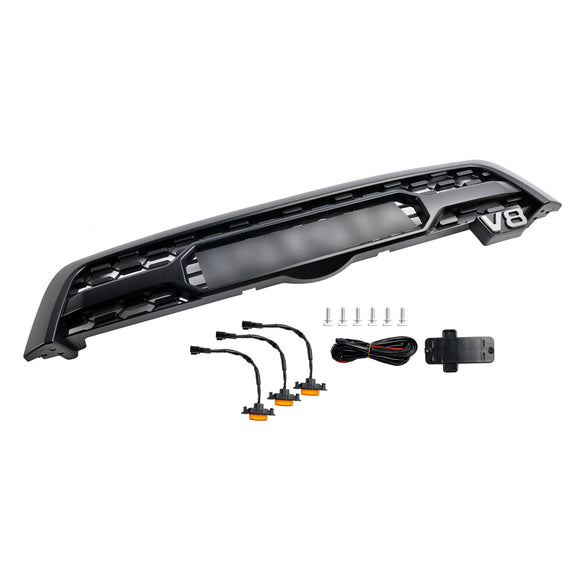 Parrilla de parachoques delantero estilo Toyota Sequoia TRD PRO 2005-2007, rejilla negra mate con luz LED