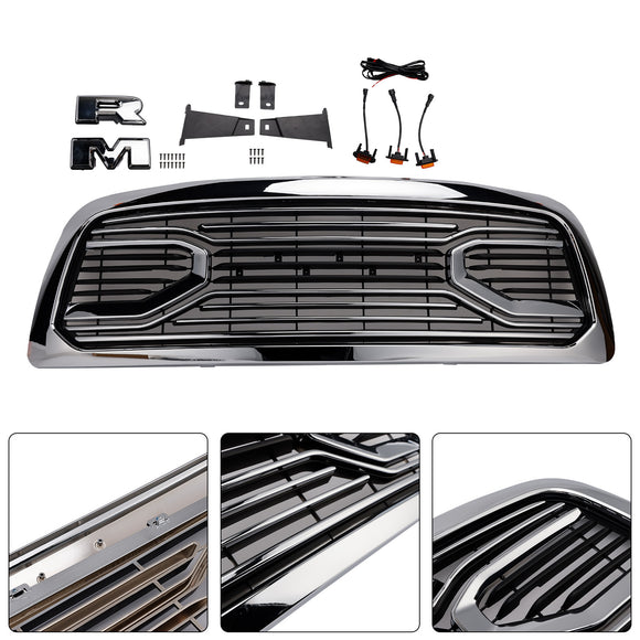 Dodge Ram 1500 2009-2012 avec calandre lumineuse LED, grille de pare-chocs avant chromée avec lettre RAM