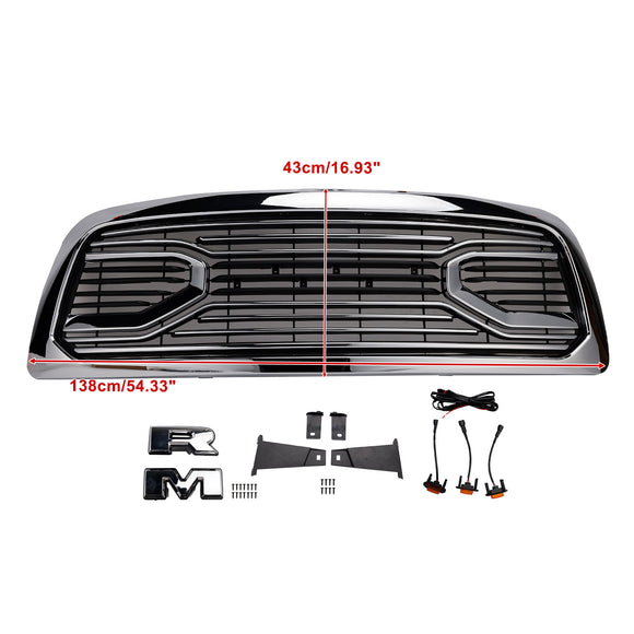 Dodge Ram 1500 2009-2012 avec calandre lumineuse LED, grille de pare-chocs avant chromée avec lettre RAM
