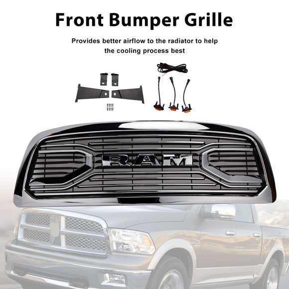 Dodge Ram 1500 2009-2012 W/ Led Light Grille Chrome Front Bumper Grill