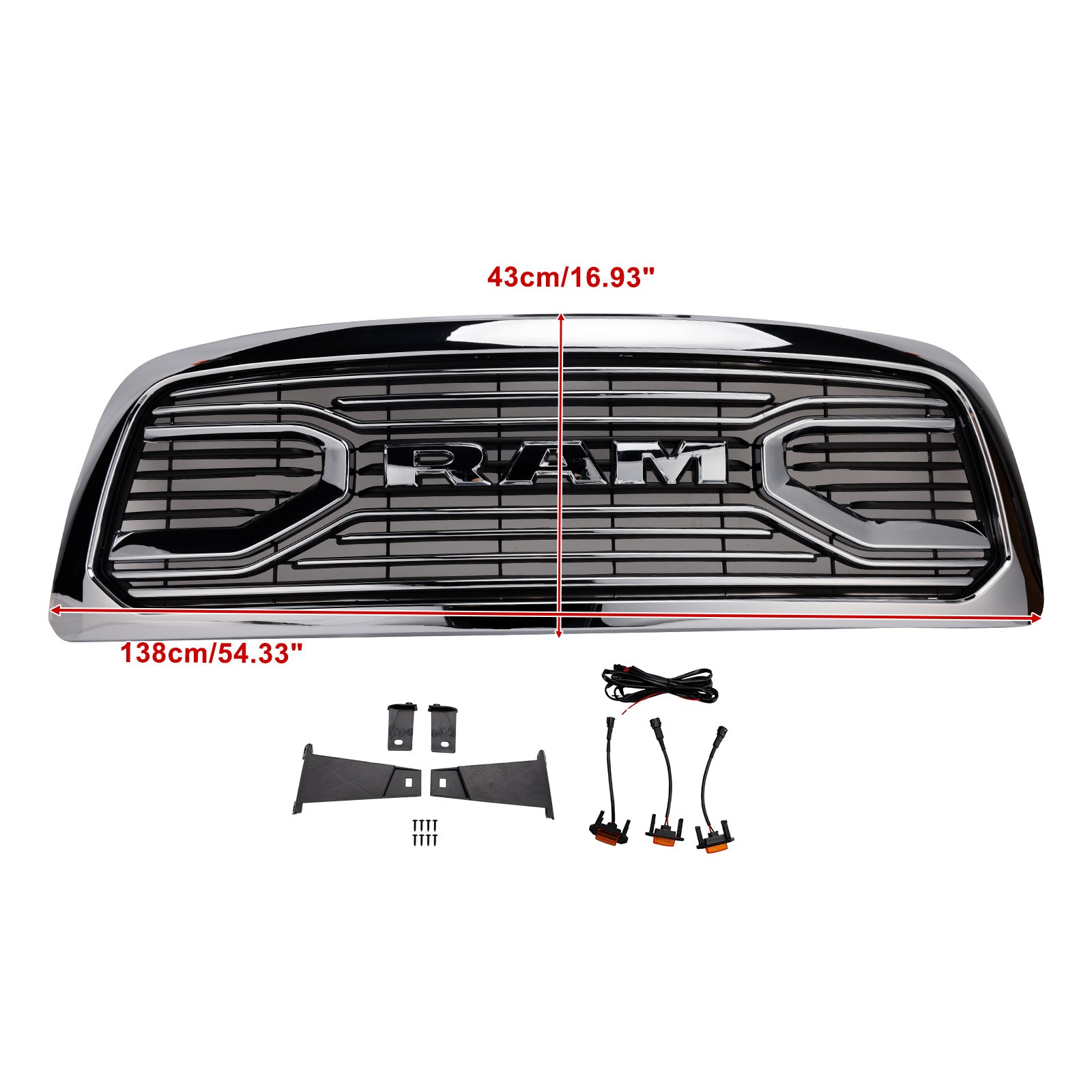 Dodge Ram 1500 2009-2012 W/ Led Light Grille Chrome Front Bumper Grill - 0