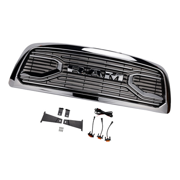 Dodge Ram 1500 2009-2012 W/ Led Light Grille Chrome Front Bumper Grill