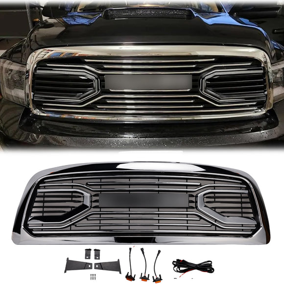 Dodge Ram 1500 2009-2012 avec calandre lumineuse LED, grille de pare-chocs avant chromée avec lettre RAM