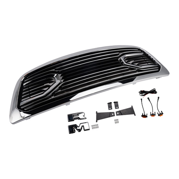 Dodge Ram 1500 2009-2012 avec calandre lumineuse LED, grille de pare-chocs avant chromée avec lettre RAM