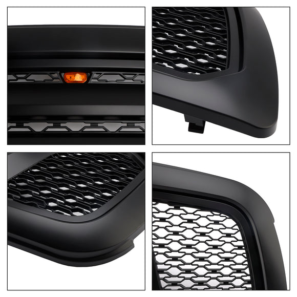 Dodge Ram 1500 2009-2012 Rebel Style Grill Front Bumper Black Replacement Grille W/ LED & RAM Letter