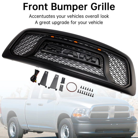 Dodge Ram 1500 2009-2012 Grille de style rebelle pare-chocs avant grille de remplacement noire avec LED