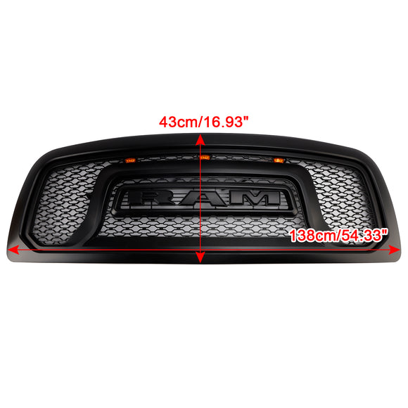 Dodge Ram 1500 2009-2012 Grille de style rebelle pare-chocs avant grille de remplacement noire avec LED