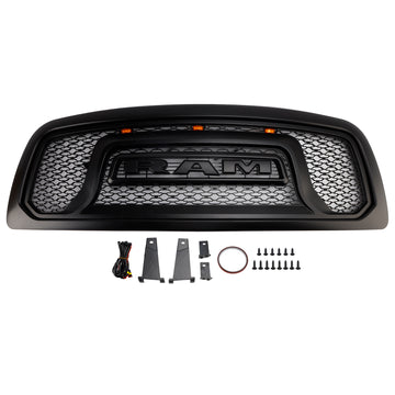 2009-2012 Dodge Ram 1500 Front Grille LTD Style Front Bumper Black Grille With Letter - 0