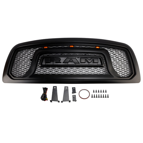 Dodge Ram 1500 2009-2012 Grille de style rebelle pare-chocs avant grille de remplacement noire avec LED