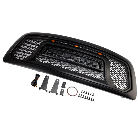 Dodge Ram 1500 2009-2012 Grille de style rebelle pare-chocs avant grille de remplacement noire avec LED