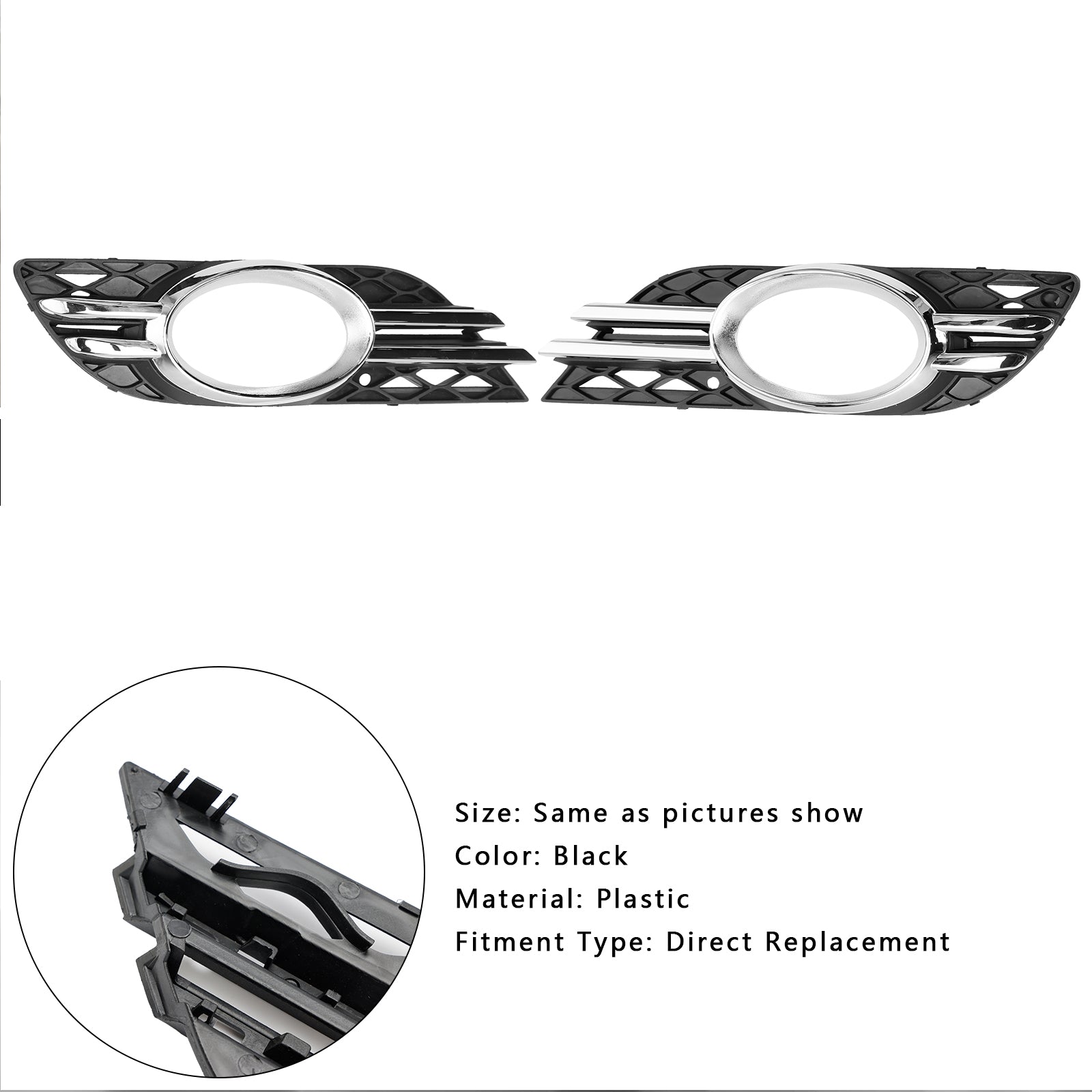 Mercedes Benz E-Class W211 E280/300/320/350/550/E63 2007-2009 2PCS Fog Light Trim Set