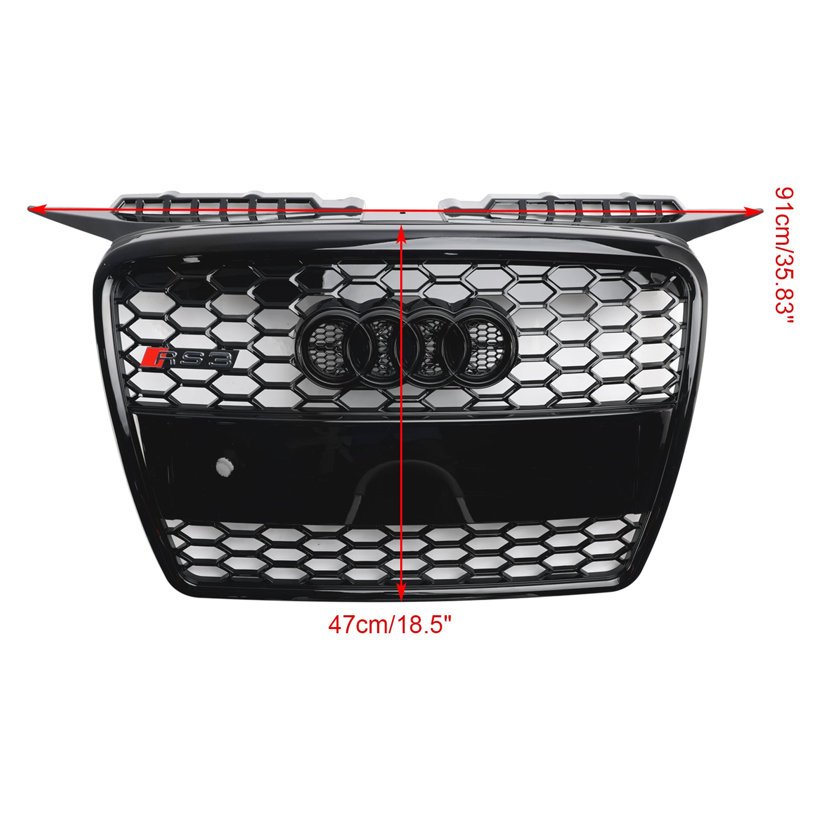 Audi A3 / S3 8P 2004 2005 2006 2007 2008 RS3 Honeycomb Grille Black Front Bumper Grill With Ring Emblem