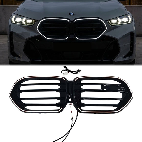 2023-2026 BMW X6 G06 LCI Czarny przód MSport Style LED Grill Górny zderzak Wymiana kratki