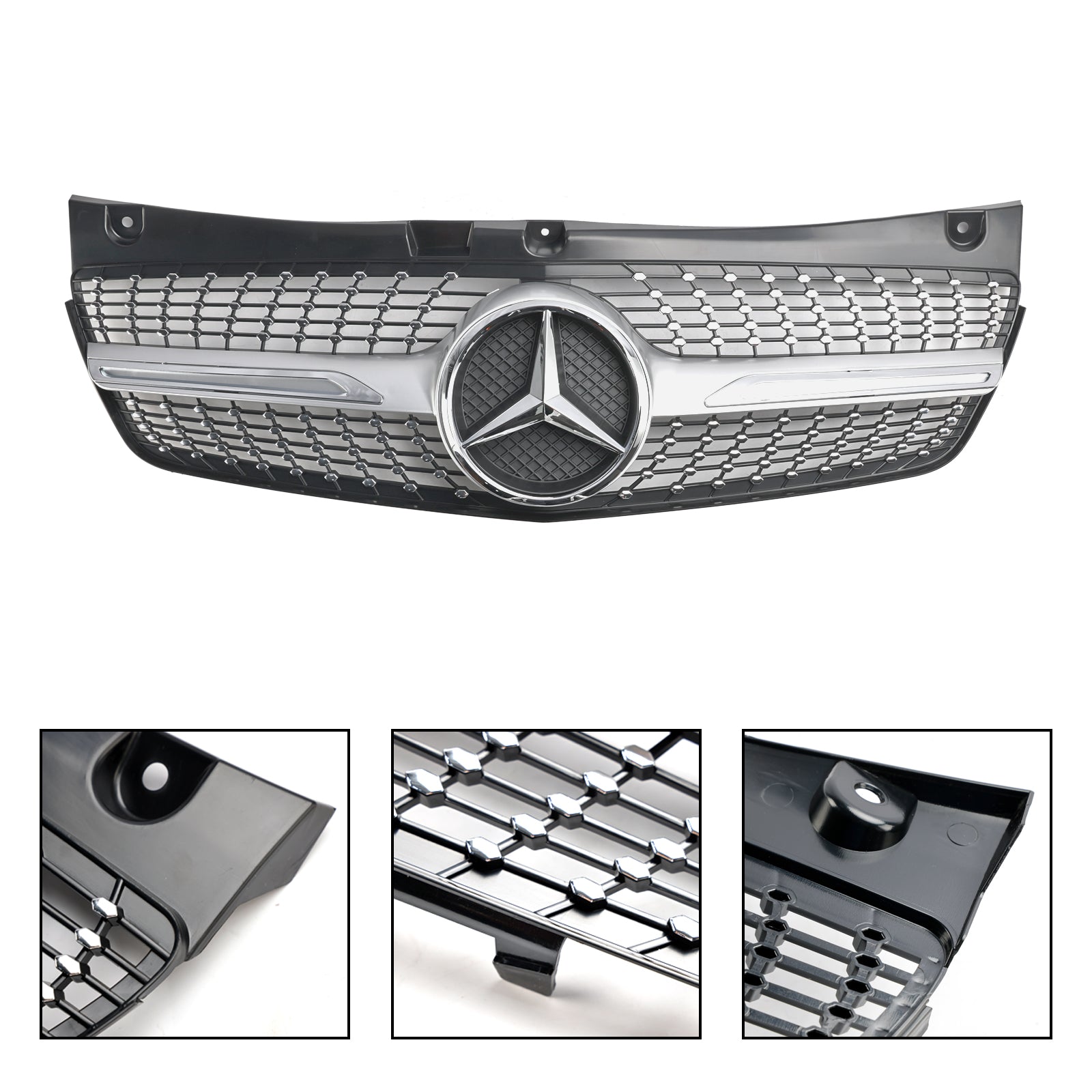 Rejilla de repuesto con forma de diamante para parachoques delantero de Mercedes-Benz Clase V Viano W639 2011-2014