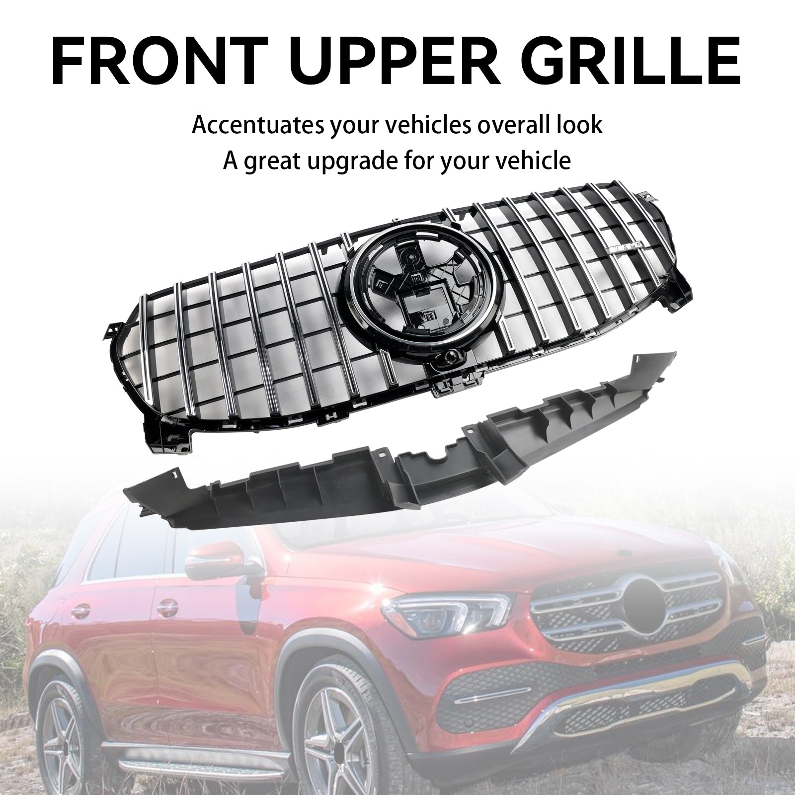 Mercedes-Benz GLE-Class W167 2020-2022 GLE350/450/400d Standard Front Bumper Grille Glossy Black Grill