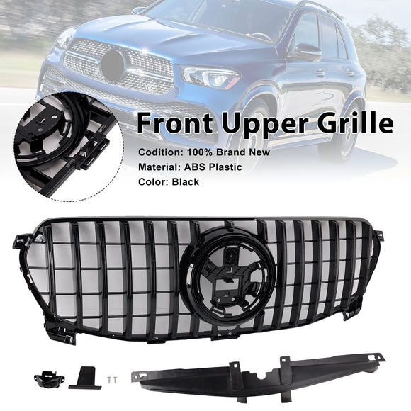 Front Bumper GT Style Grille Upper Replacement Black Grill For Mercedes-Benz GLE-Class W167 2019-2022