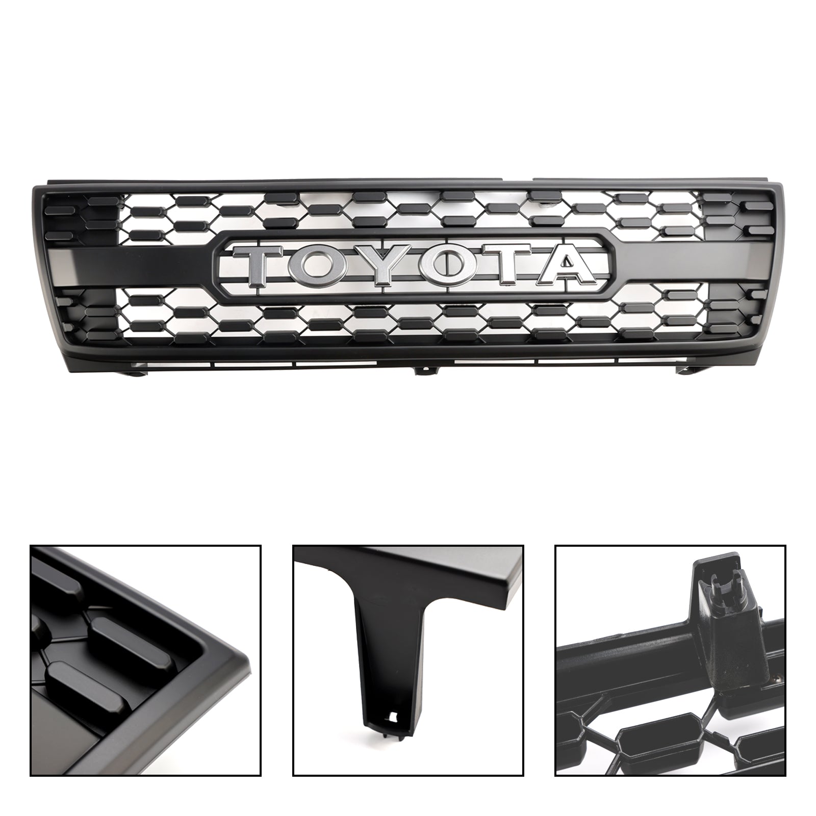 TRD PRO Style | Toyota Tacoma | 1997-2000| Front Bumper | Matte Black Replacement Grill + LED Light + Letter