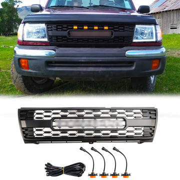1997-2000 Toyota Tacoma Honeycomb voorbumpergrill TRD PRO-stijl zwarte grille met LED-licht