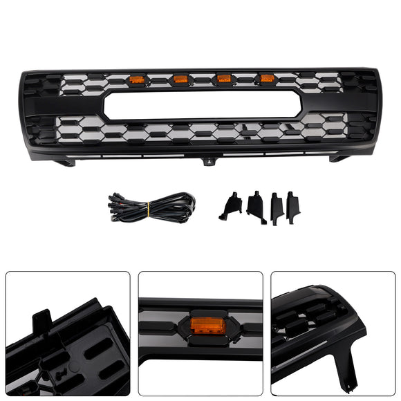 Toyota Tacoma 1997 1998 1999 2000 TRD PRO Style Matte Black Grill Honeycomb Front Grille With LED Light & TOYOTA Letter