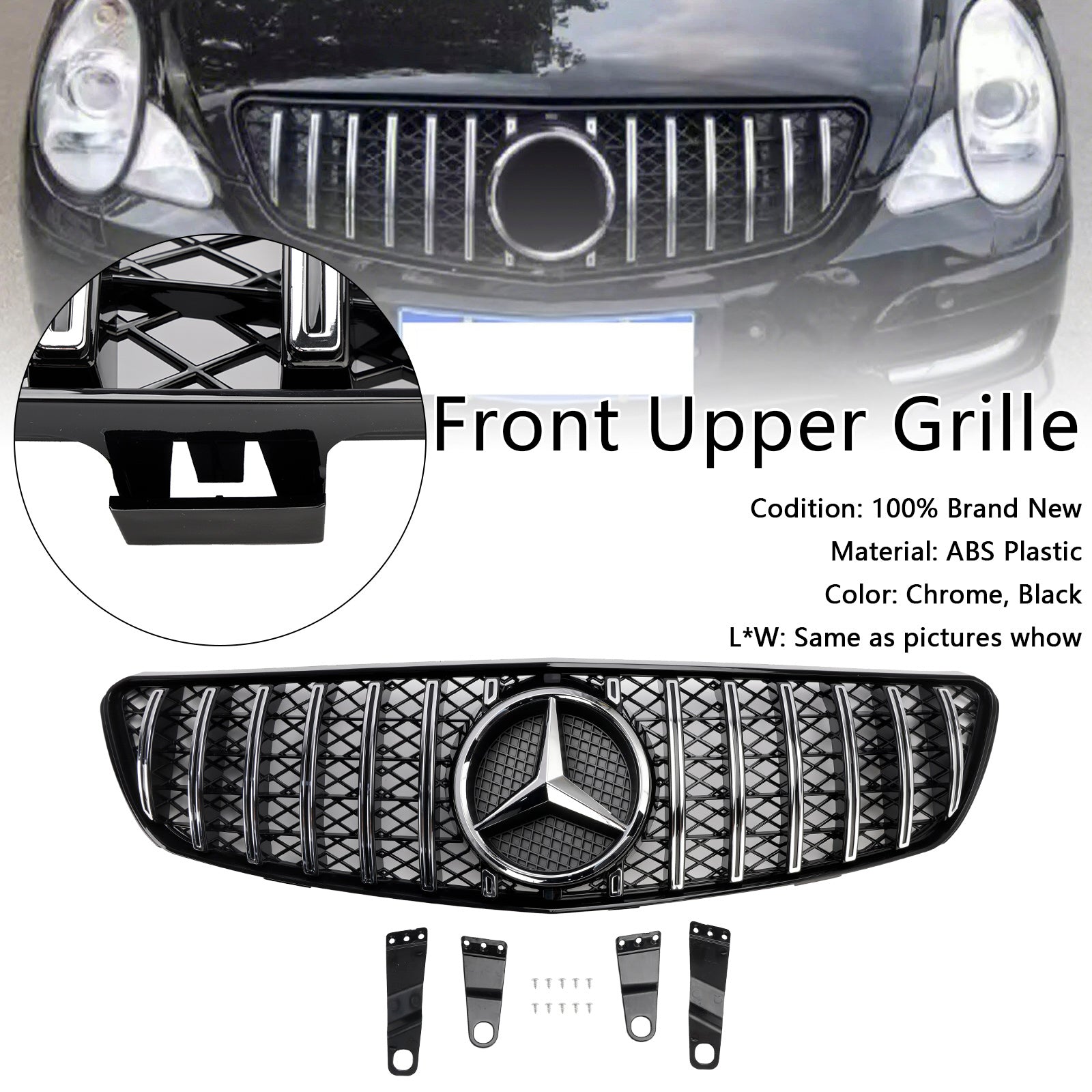 Mercedes Benz R-Class W251 GT Style Front Grill 2005-2010 Air Intake Radiator Bumper Chrome Grille With Star Emblem