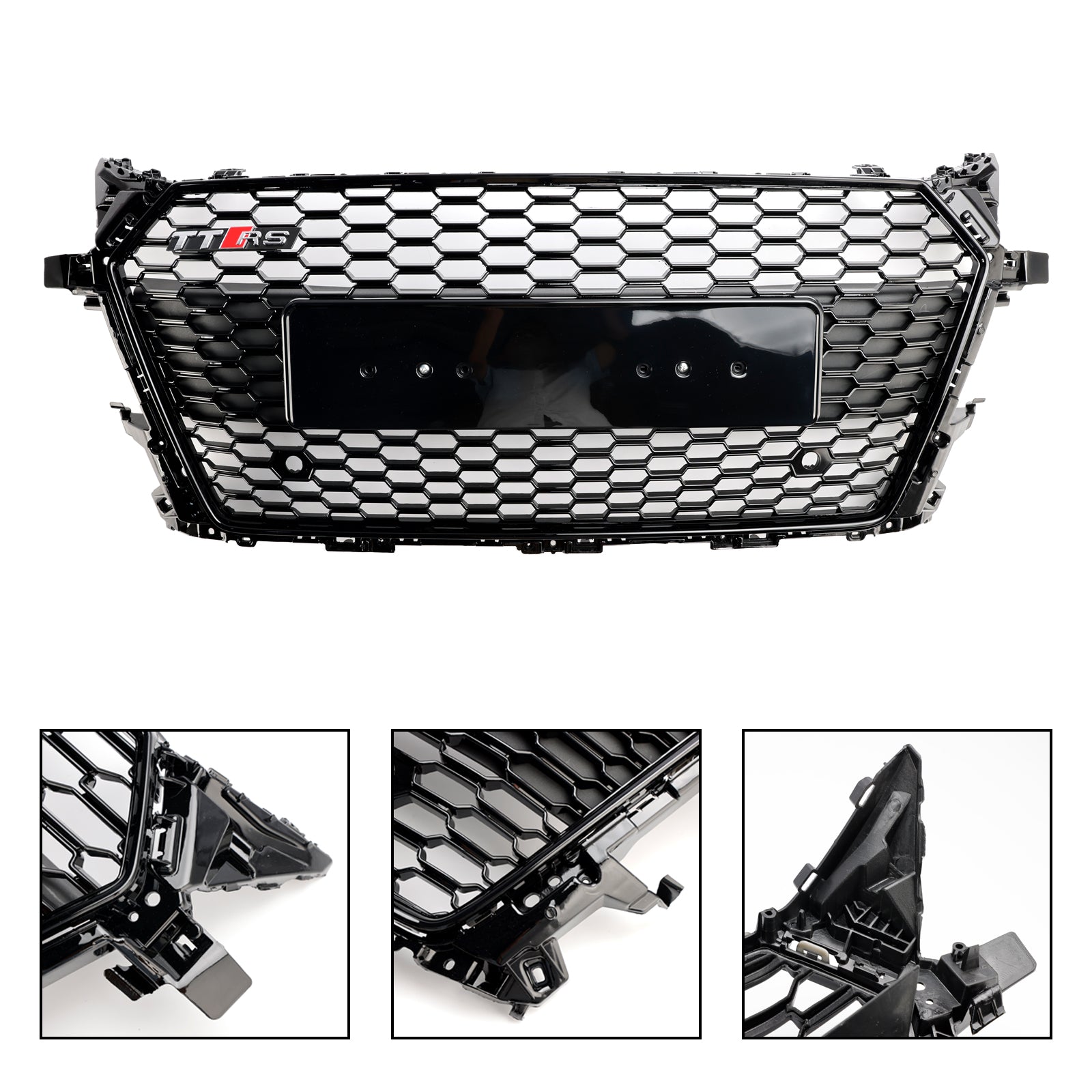 Parrilla delantera tipo panal de abeja estilo RS para Audi TT TTS MK3 FV 8S 2014-2023, color negro brillante