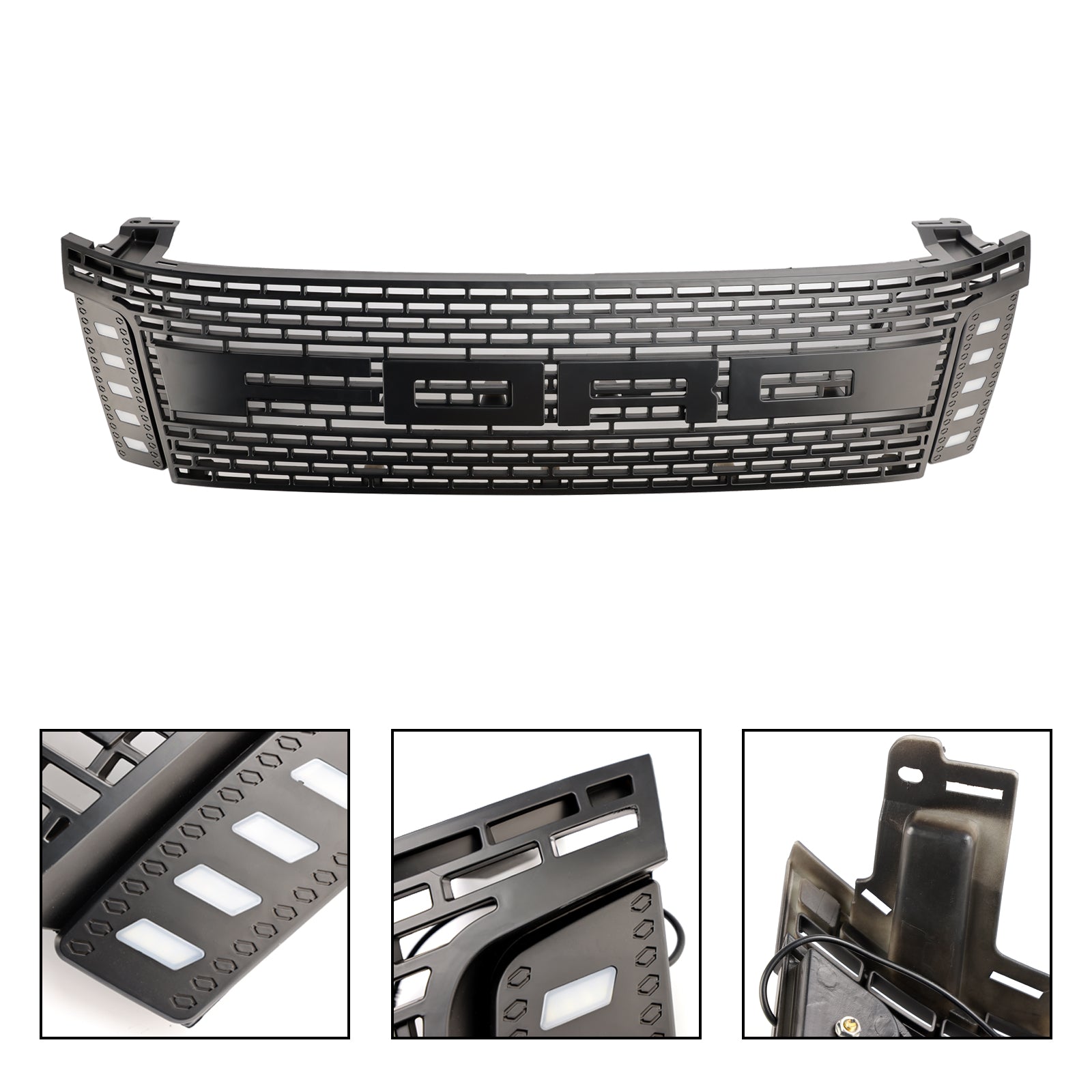 Grille de pare-chocs avant style Raptor Ford Ranger T6 PX1 2012-2014 Grille noire mate avec LED