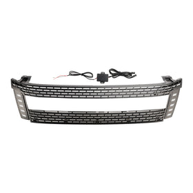 Style rapace | Ford Ranger T6 PX1 | Noir mat | 2012 2013 2014 2015 | Grille de radiateur d'admission d'air avant avec lumière LED & Lettre FORD