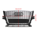 2009-2012 Audi Q5 / SQ5 Front Grille Chrome Slat Style Quattro Bumper Replacement Grill W/ Ring Emblem-2