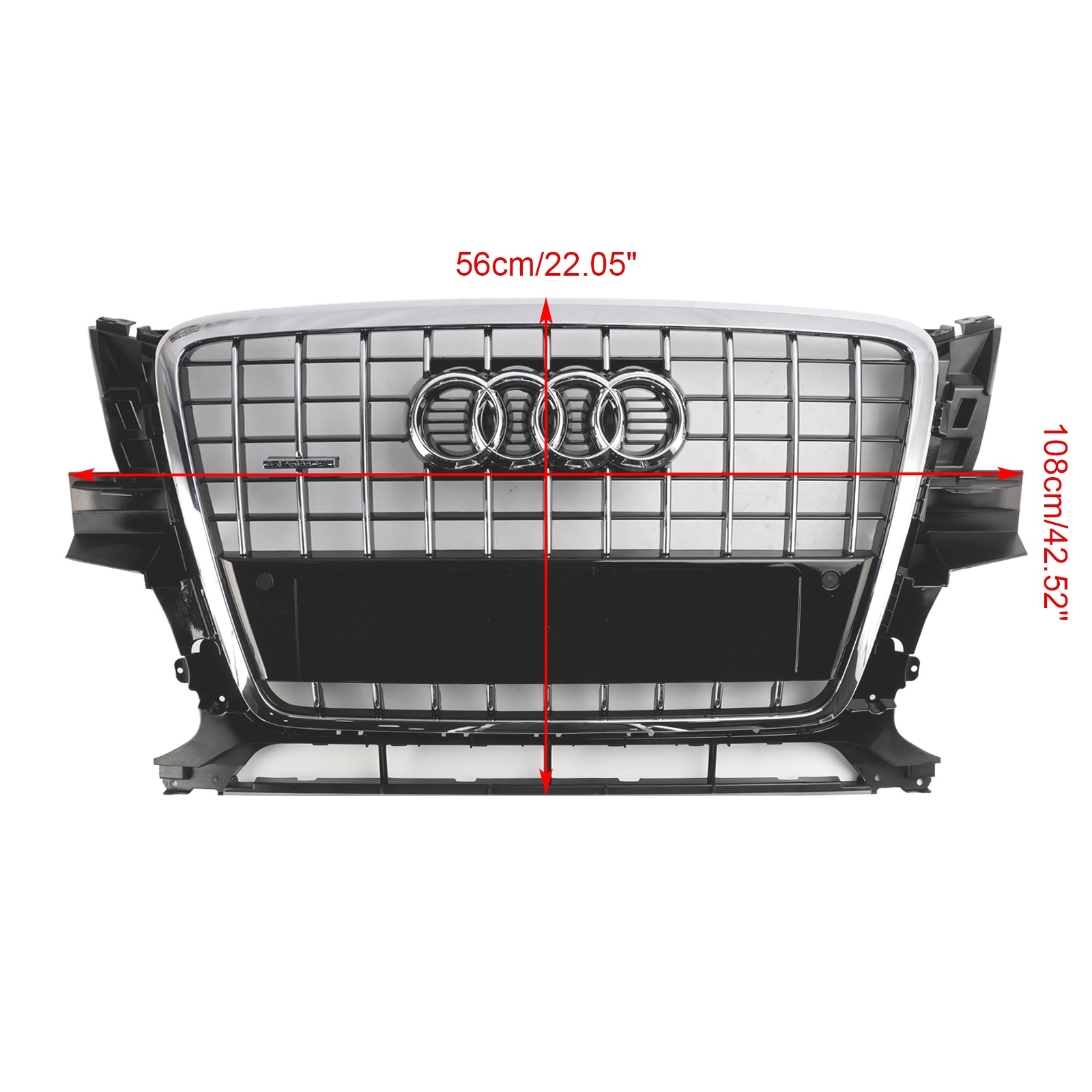 Audi Q5 2009-2012 Parachoques delantero Parrilla de listones horizontales Parrilla cromada - 0