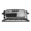 2009-2012 Audi Q5 / SQ5 Front Grille Chrome Slat Style Quattro Bumper Replacement Grill W/ Ring Emblem-11