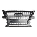 2009-2012 Audi Q5 / SQ5 Front Grille Chrome Slat Style Quattro Bumper Replacement Grill W/ Ring Emblem-13
