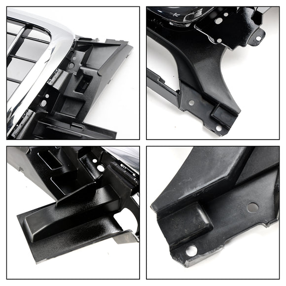 2009-2012 Audi Q5 / SQ5 Front Grille Chrome Slat Style Quattro Bumper Replacement Grill W/ Ring Emblem