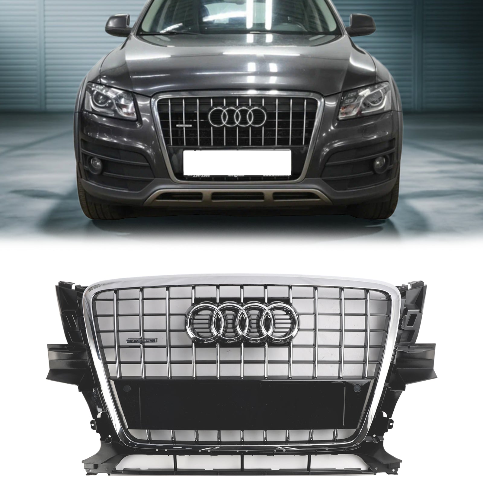 Audi Q5 2009-2012 Parachoques delantero Parrilla de listones horizontales Parrilla cromada