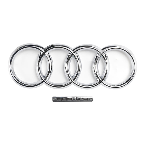 2009-2012 Audi Q5 / SQ5 Front Grille Chrome Slat Style Quattro Bumper Replacement Grill W/ Ring Emblem
