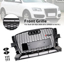 2009-2012 Audi Q5 / Q5 Sline Black RSQ5 Honeycomb Style Grille Front Bumper Replacement Grill W/ Ring Emblem-4