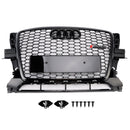 2009-2012 Audi Q5 / Q5 Sline Black RSQ5 Honeycomb Style Grille Front Bumper Replacement Grill W/ Ring Emblem-1
