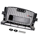2009-2012 Audi Q5 / Q5 Sline Black RSQ5 Honeycomb Style Grille Front Bumper Replacement Grill W/ Ring Emblem-11