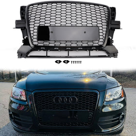 Audi Q5/Q5 Sline 2009-2012 etusäleikkö ylempi puskurin verkko hunajakenno RS Style musta vaihtosäleikkö - 0
