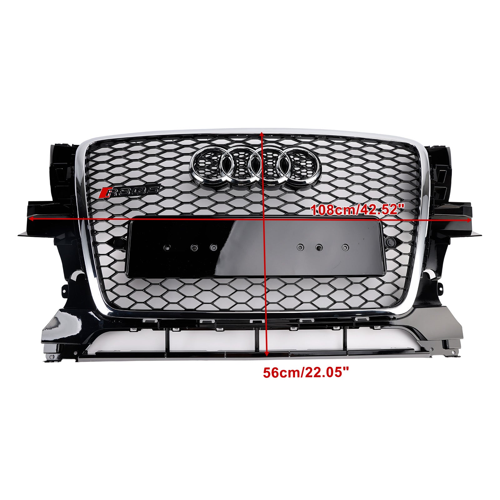 Audi Q5 SQ5 2009-2012 Chrome/Black Front Grille RS Style Honeycomb Upper Bumper Grill - 0
