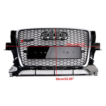 Audi Q5 SQ5 2009-2012 Grade dianteira cromada/preta RS estilo favo de mel grade superior do para-choque - 0