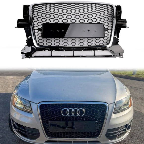 RSQ3 Stijl Honingraat Grille Voor 2009 2010 2011 2012 Audi Q3/Q3 Sline Voorbumper Chrome Frame Vervanging grill