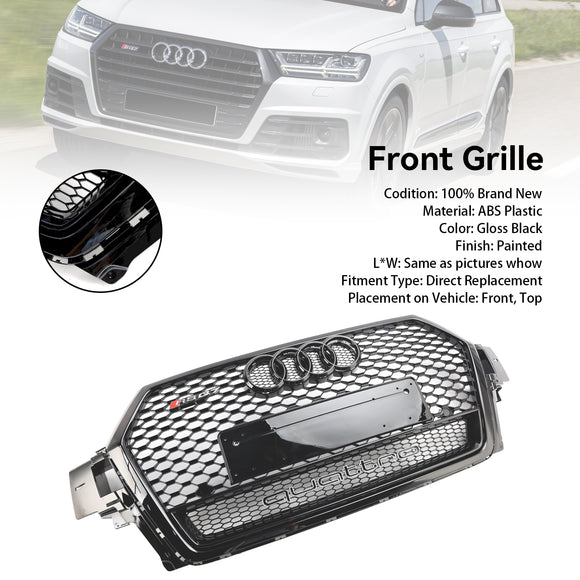 Audi Q7/Q7 S Line/SQ7 2016-2019 RSQ7 Style pare-chocs avant grille en nid d'abeille calandre noire brillante