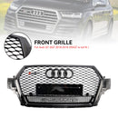 Audi Q7/Q7 S Line/SQ7 2016-2019 RSQ7 Style pare-chocs avant grille en nid d'abeille calandre noire brillante-3